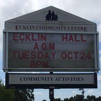 Ecklin Community Centre sign advertising the Ecklin Hall AGM